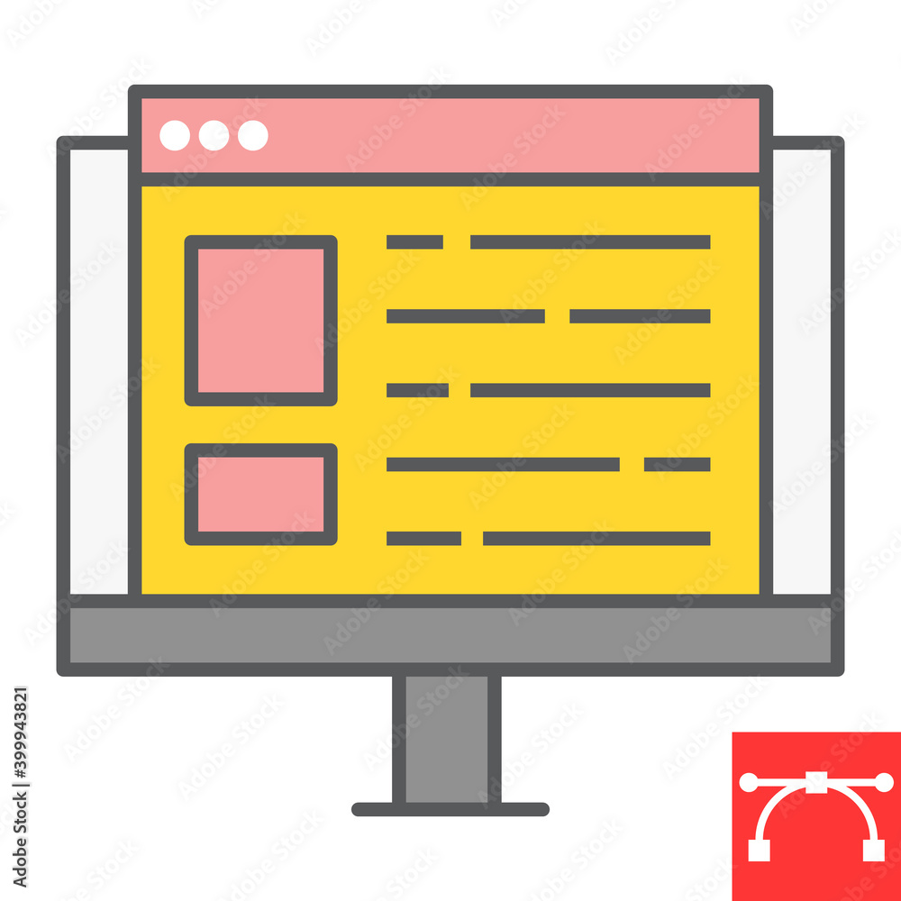 Web design color line icon, website and ux, monitor sign vector graphics, editable stroke filled outline icon, eps 10. Web design color line icon, website and ux, monitor sign vector graphics, editable stroke filled outline icon, eps 10.