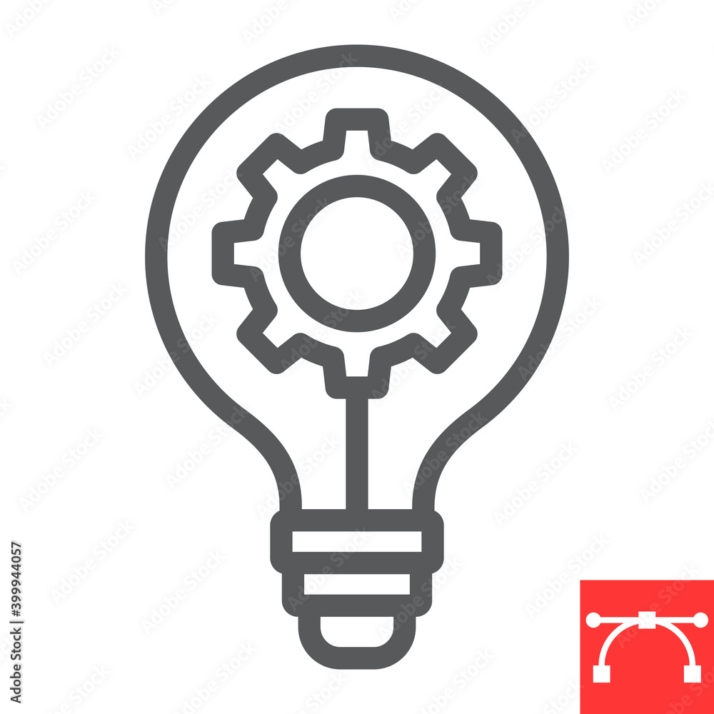Idea generation line icon, creative and gear, light bulb sign vector graphics, editable stroke linear icon, eps 10. Idea generation line icon, creative and gear, light bulb sign vector graphics, editable stroke linear icon, eps 10.