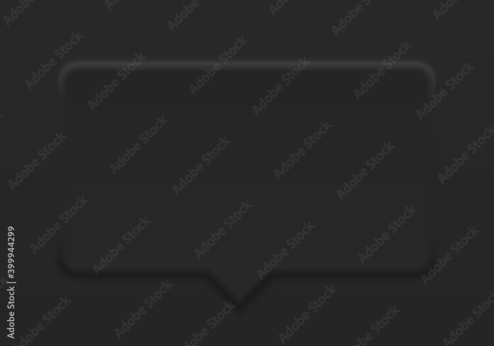 Speech bubble black big rectangle with shadow and light effects Neumorphism style, Modern neumorphic design vector, Clear and simple background Speech bubble black big rectangle with shadow and light effects Neumorphism style, Modern neumorphic design vector, Clear and simple background