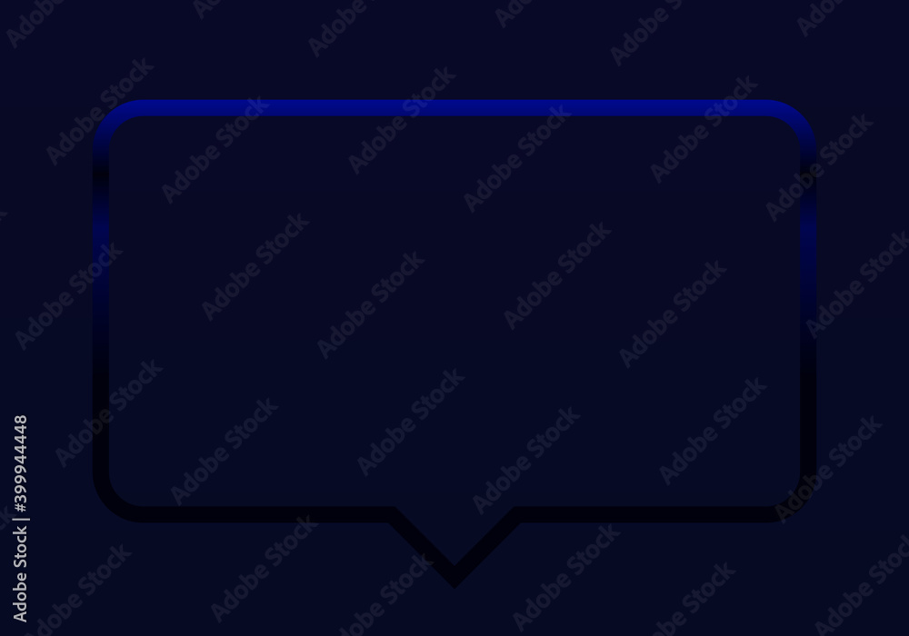 Speech bubble rectangle dark blue with shadow and neon light effect, Modern design vector, Clear and simple background banner template Speech bubble rectangle dark blue with shadow and neon light effect, Modern design vector, Clear and simple background banner template