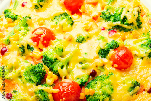 Vegetable casserole or broccoli omelet