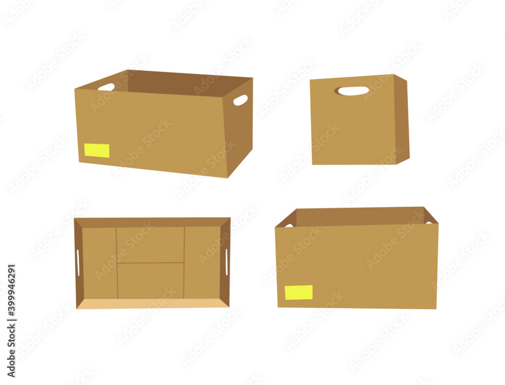 Carton Open and Closed Recycling Box with Perforation for Hands. Cartoon Style Illustration Delivery Handle Packaging. Flat Graphic Design Forwarding Clip Art. Vector Collection Mockup Isolated Carton Open and Closed Recycling Box with Perforation for Hands. Cartoon Style Illustration Delivery Handle Packaging. Flat Graphic Design Forwarding Clip Art. Vector Collection Mockup Isolated