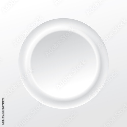 Big white button. Vector drawing