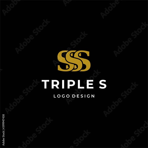 Logo yang mewah dan klasik tentang tiga huruf S dengan warna emas.
EPS10, Vector.