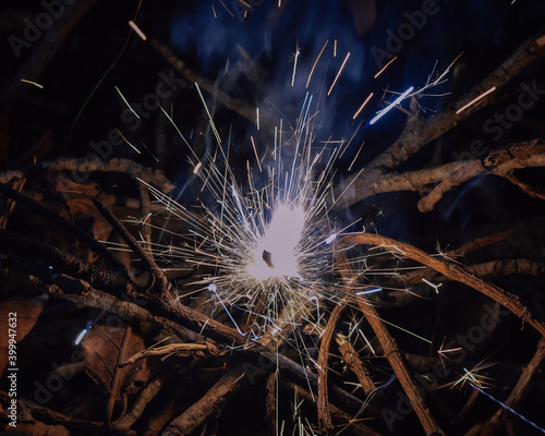 sparkler on black background