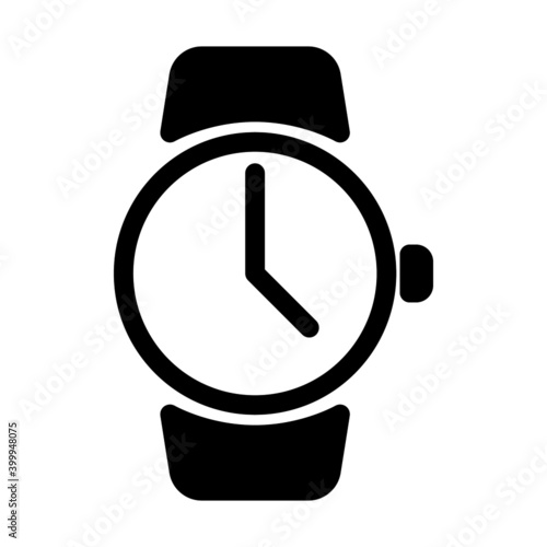 Wrist watch black on white vector icon