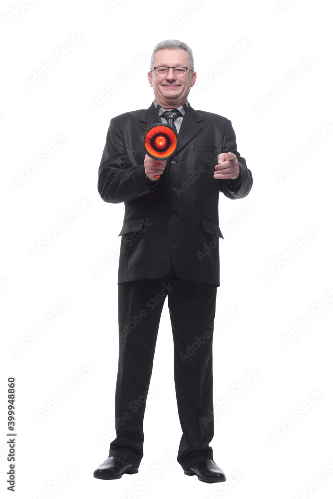 Business person speaking in loudspeaker concept