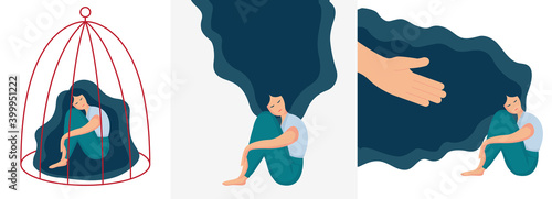girl sitting, hugging knees 11 set