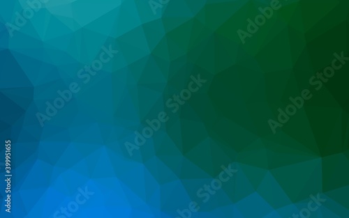 Dark Blue, Green vector shining triangular background.
