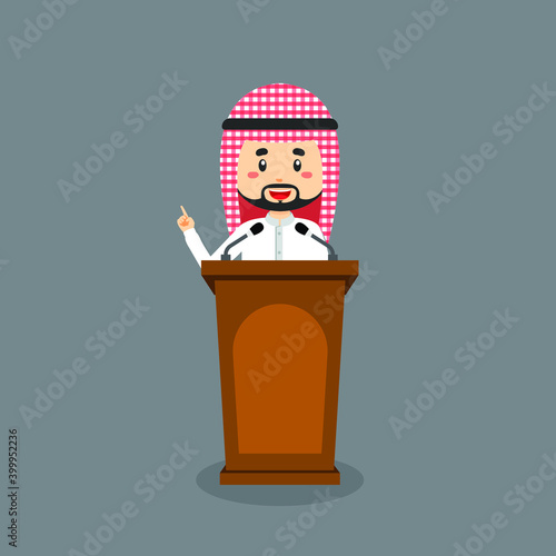 Cute Arabic Character Giving lectures