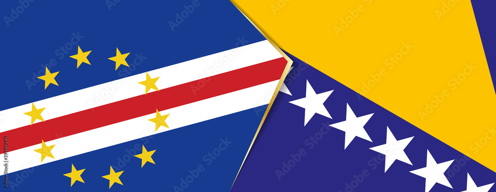 Cape Verde and Bosnia and Herzegovina flags, two vector flags. Cape Verde and Bosnia and Herzegovina flags, two vector flags.