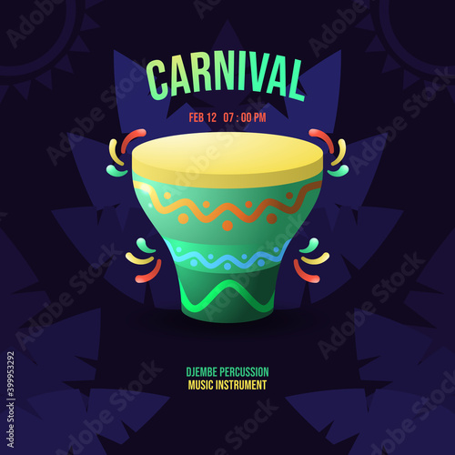 Carnival event social media post with djembe illustration