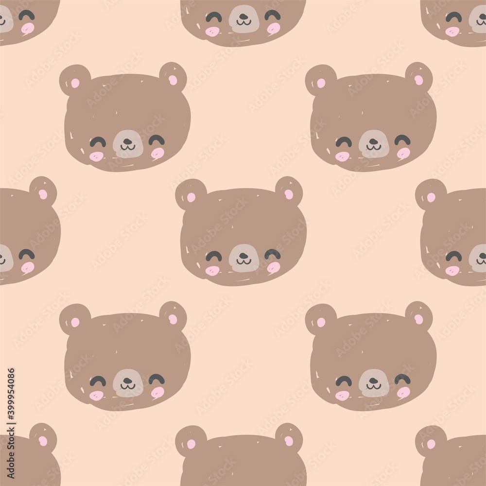 Cute Teddy Bear Pattern Seamless Illustration Vector print textile design for children