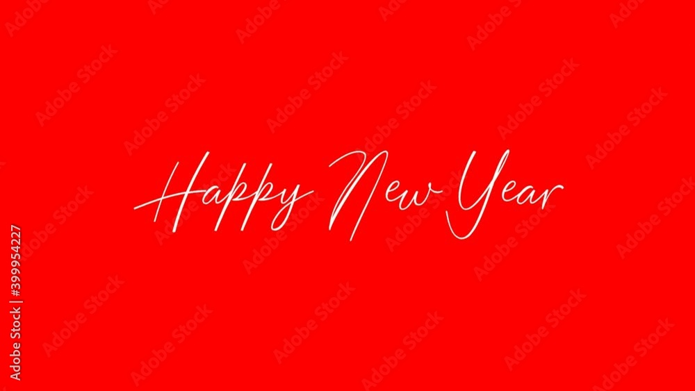 Happy New Year Cursive Typography Blink Text Effect on Red Background Happy New Year Cursive Typography Blink Text Effect on Red Background