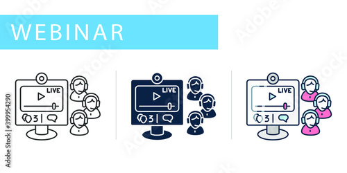 Webinar, icons set, participant count icon.