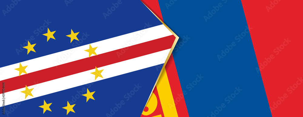 Cape Verde and Mongolia flags, two vector flags. Cape Verde and Mongolia flags, two vector flags.