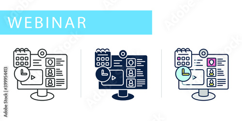 meeting scheduling webinar, icons set