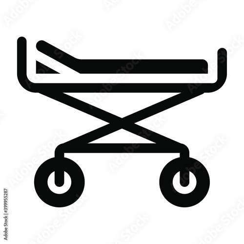 
A solid icon of a stretcher, aid equipment 
