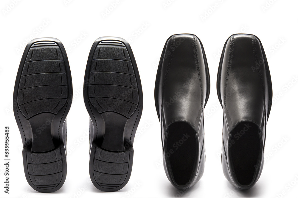 Black leather luxury classic simple shoes for men isolated on white background Black leather luxury classic simple shoes for men isolated on white background