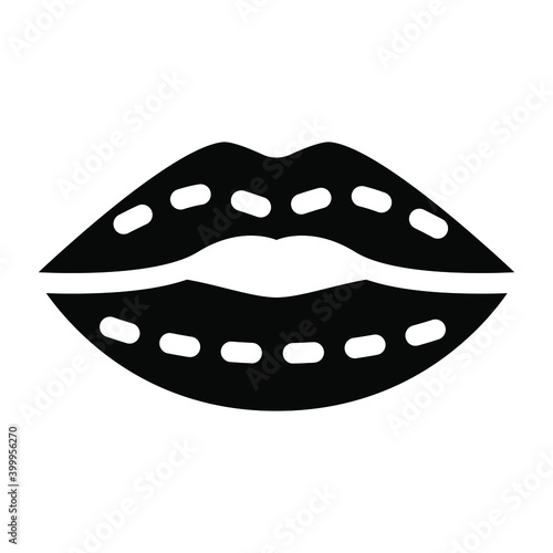 
A modern solid icon of a lips surgery, lips augmentation
