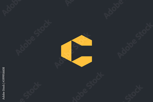 Minimal Modern Abstract Letter C Dark Background Logo Template