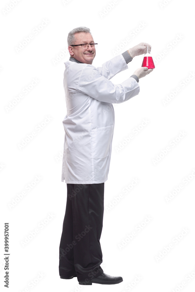 Side view of senior male researcher carrying out scientific research Side view of senior male researcher carrying out scientific research