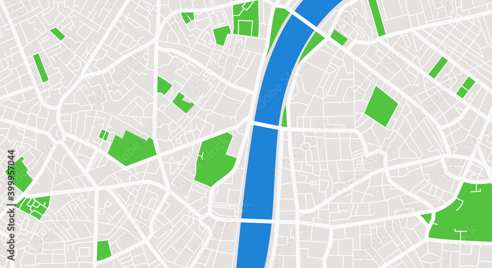 Obraz premium Map of the city, locality. Color scheme background. GPS navigation, along the road and streets. Flat vector cartoon illustration.