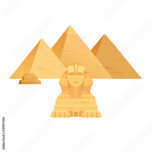 Giza pyramids.Egypt ancient travel architecture sight. Vector