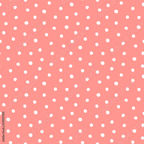 Vector seamless polka-dot pattern on red background.