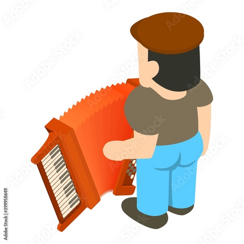 Accordionist icon. Isometric illustration of accordionist vector icon for web