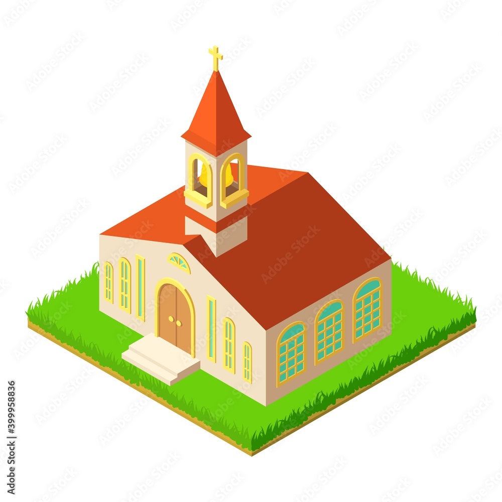 Church icon. Isometric illustration of church vector icon for web