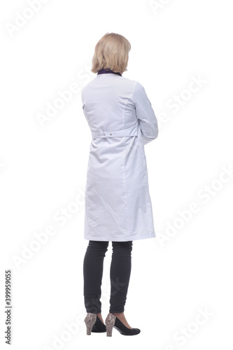 Full length portrait of medical doctor woman