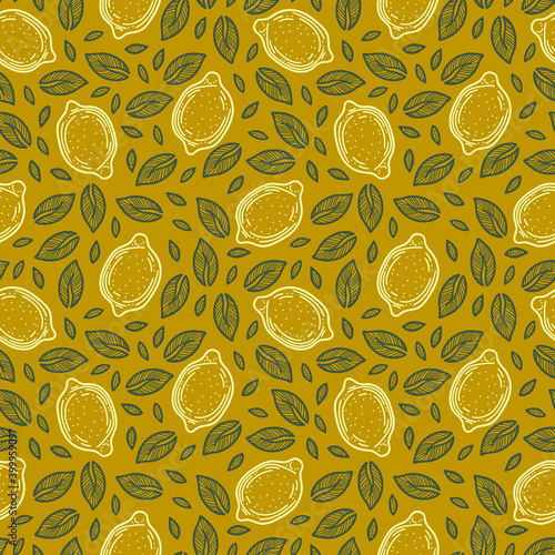 Lemon seamless pattern vector illustration. Summer design repeated textile with citrus fruits. Wallpaper printing background for boys and girls.
