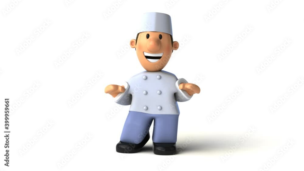 Fun 3D cartoon baker presenting Fun 3D cartoon baker presenting