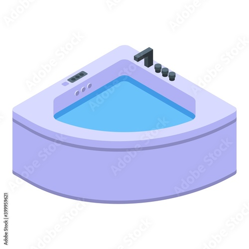 Corner bathtub icon. Isometric of corner bathtub vector icon for web design isolated on white background