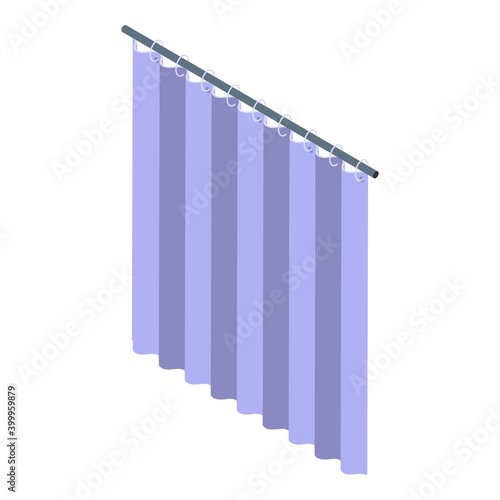 Textile shower curtain icon. Isometric of textile shower curtain vector icon for web design isolated on white background