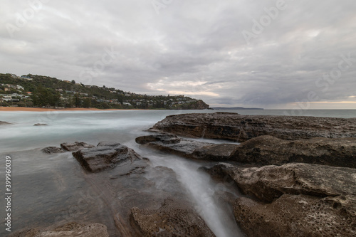 Rocky coastline of Whale Beach, Sydney, Australia.