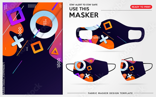 Modern Protective Mask Design Template With Abstract and Colorful Pattern. Fully Editable (Color Change, Added Logo or Text, Size and Location Adjustments). Vector Graphic Illustration.