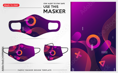 Modern Protective Mask Design Template With Abstract and Colorful Pattern. Fully Editable (Color Change, Added Logo or Text, Size and Location Adjustments). Vector Graphic Illustration.