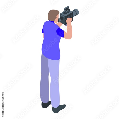 Reportage cameraman icon. Isometric of reportage cameraman vector icon for web design isolated on white background