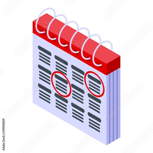 Calendar assignment icon. Isometric of calendar assignment vector icon for web design isolated on white background