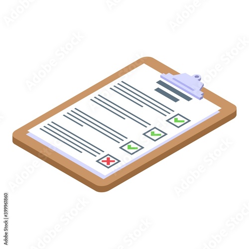 Clipboard assignment icon. Isometric of clipboard assignment vector icon for web design isolated on white background
