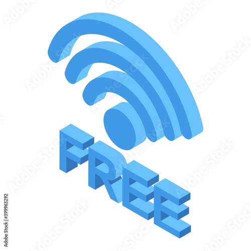 Free wifi zone symbol icon. Isometric of free wifi zone symbol vector icon for web design isolated on white background