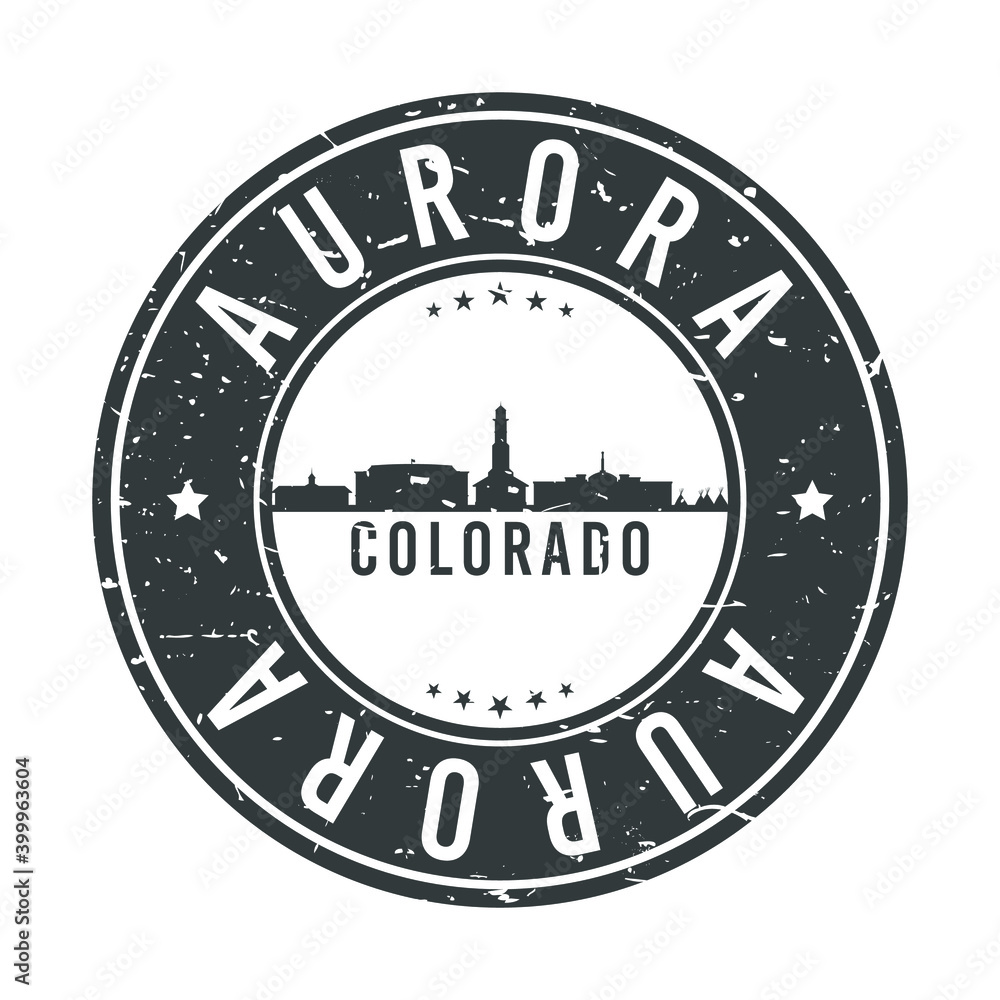 Aurora, CO, USA Skyline Stamp. Round Postmark Icon City Design. Vector Landmark Travel Badge. Aurora, CO, USA Skyline Stamp. Round Postmark Icon City Design. Vector Landmark Travel Badge.