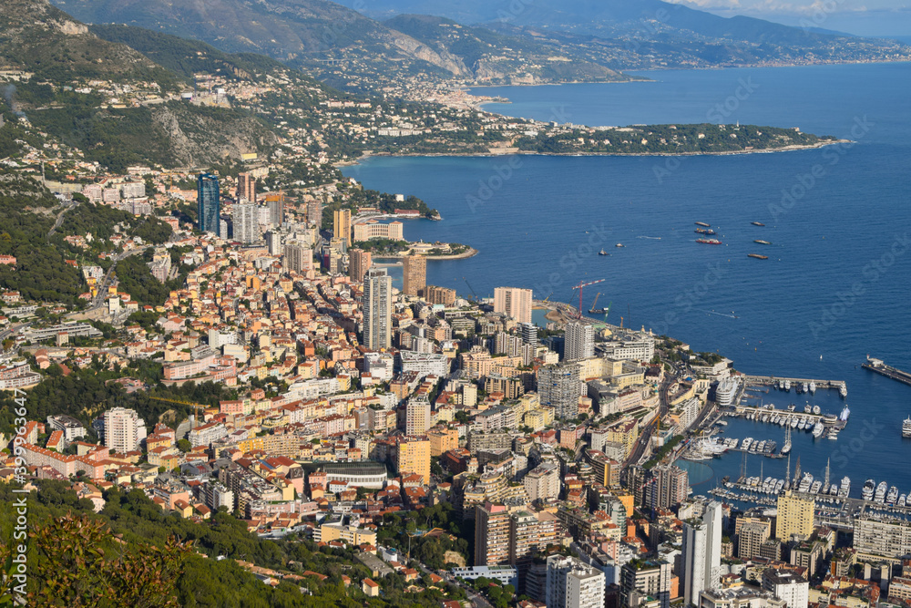 Scenic panorama of the city, port and coast, Monte Carlo, Monaco