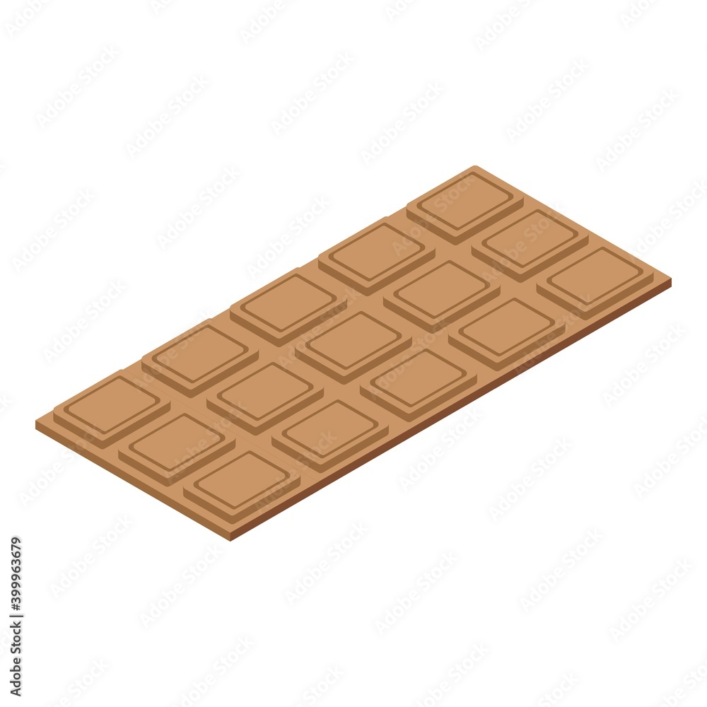 Modern chocolate bar icon. Isometric of modern chocolate bar vector icon for web design isolated on white background Modern chocolate bar icon. Isometric of modern chocolate bar vector icon for web design isolated on white background