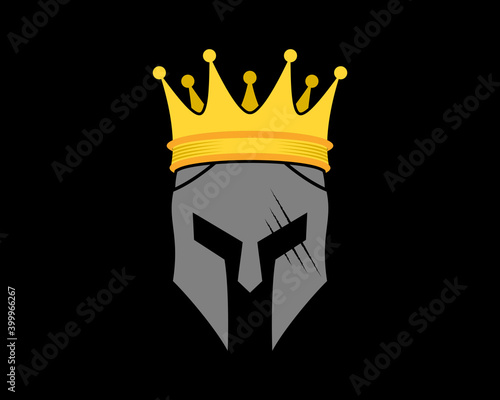 Spartan helmet with crown king logo