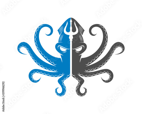Octopus with trident in the middle