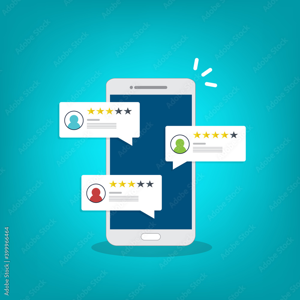 Review rating online on a smartphone. Customer feedback testimonials. Digital reviews stars with good and bad rate experience. Review rating online on a smartphone. Customer feedback testimonials. Digital reviews stars with good and bad rate experience.