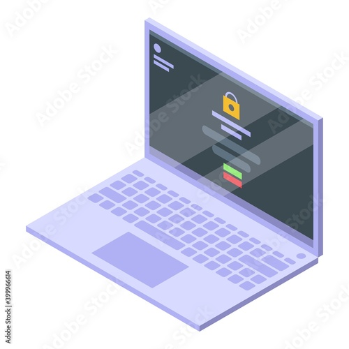 Laptop password icon. Isometric of laptop password vector icon for web design isolated on white background
